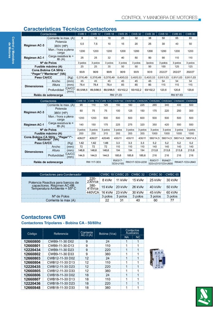 Portada de Características Técnicas Contactores CWB.pdf